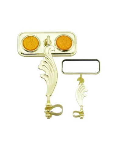 Rectangle Wing Mirror Gold Right Amber Reflectors.